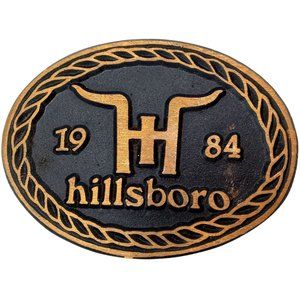 Hillsboro Belt Buckle 1984 Cattle Trailer Trucker Cowboy Kansas Vintage Brass